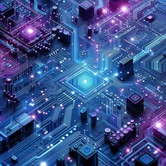 Fototapeta premium Blue-violet technology background micro circuit