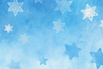 Pattern with stars of David on blue background. Watercolor illustration for design for Hanukkah, Passover, Shavuot, Israel Independence Day, Jerusalem Day, Pesach and other Jewish holidays 