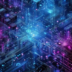 Fototapeta premium Blue-violet technology background micro circuit