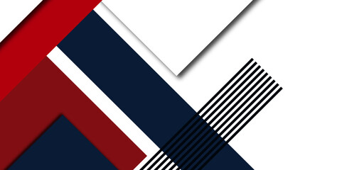 Fototapeta premium Modern red, blue abstract tech geometric shapes background. Color abstract lines trendy geometric background for business or technology presentation, internet poster cover, Vector graphic design. 