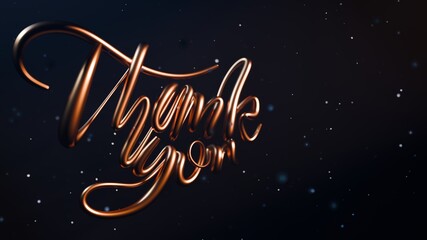 Naklejka premium Text Thank you in gold. Abstract 3D illustration.