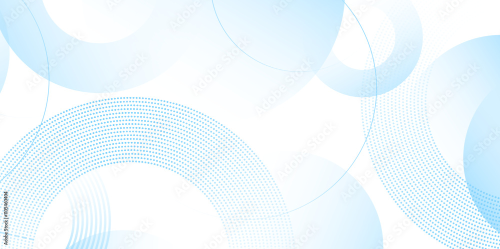 Poster blue background with white circle rings. blue gradient minimal vector background with circle differe