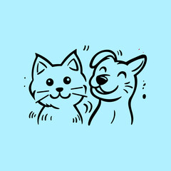 A black and white cat and dog are sitting next to each other 2