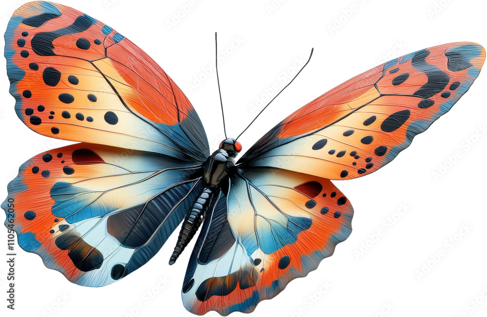 Poster colorful butterfly with intricate patterns gracefully poised on a transparent background for artisti