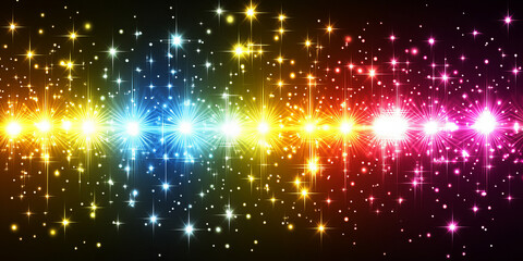 Vibrant glowing bokeh background with multicolored lights, perfect for festive celebrations, holiday designs, and artistic photography projects