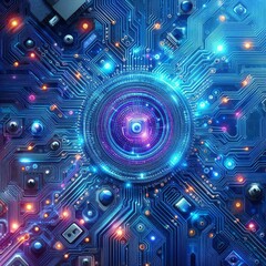 Obraz premium Blue-violet technology background micro circuit