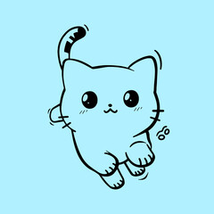 A simple black outline drawing of a cartoon cat 2