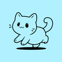Fototapeta premium A simple black outline drawing of a cartoon cat 1