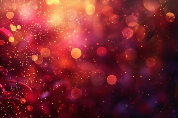 This vibrant background features a blend of red and orange bokeh lights scattered against a dark backdrop. The shimmering effect creates a warm, inviting atmosphere, perfect for artistic uses
