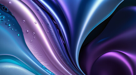 Fototapeta premium Gładka, miękka fala płynu lub tkaniny w eleganckich odcieniach granatu i jasnego błękitu, tworząca spokojny i uspokajający efekt wizualny