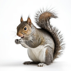 Obraz premium eastern gray squirrel on white background