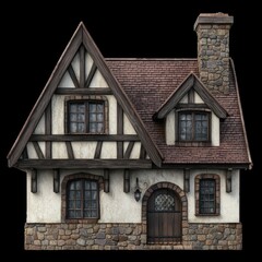 Fototapeta premium Charming Medieval Style Cottage with Stone and Wood Accents