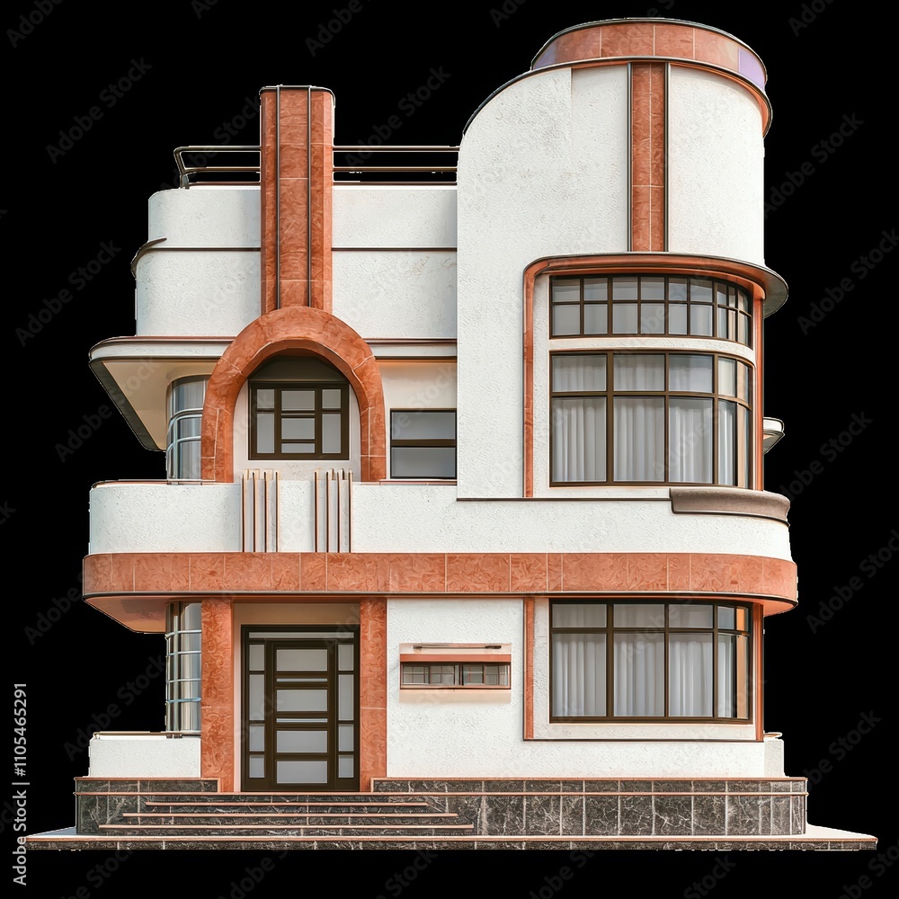 Poster modernist architectural design with distinctive lines and details