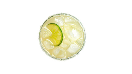 Margarita with lime, top down view, isolated