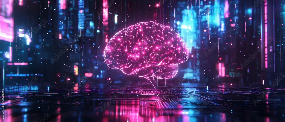 Poster exploring ai's role in futuristic digital cities abstract concepts and technology