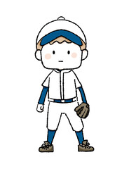 スタンバイする野球少年