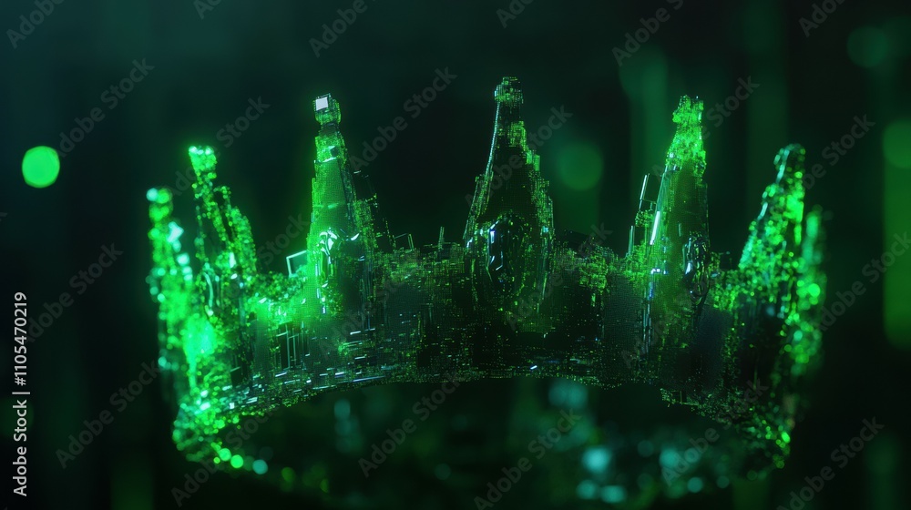 Poster digital crown display virtual environment graphic design futuristic aesthetic 3d visualization