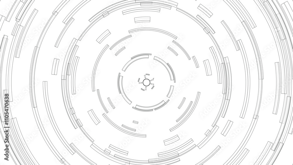 Poster 3d circular pattern. style wireframe model