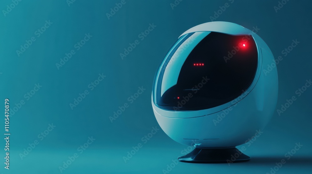 Poster futuristic ai robot showcase modern studio design display sleek environment close-up view innovation