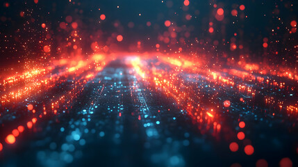 Fototapeta premium Abstract 3D Background Red and Blue Glowing Particles