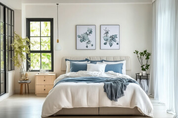 Scandinavian style interior design of modern bedroom