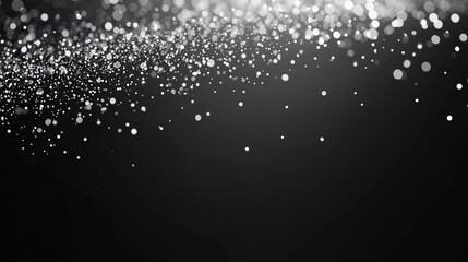 A soft, glittering effect of silver confetti scattered evenly at the top of a midnight black background, with a blank area below for text