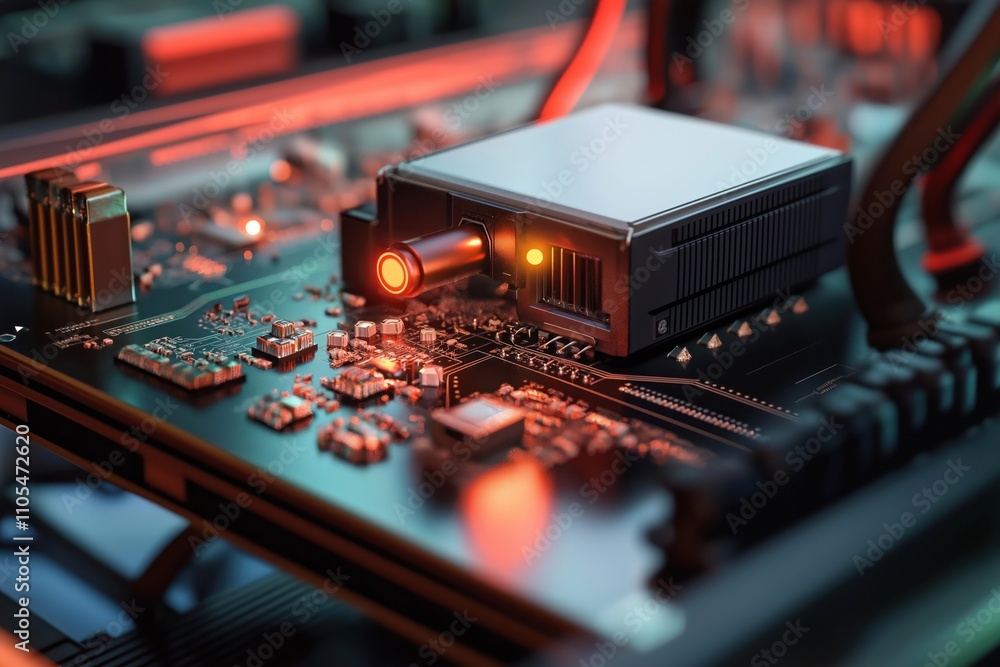 Poster close-up tech device. generative ai electronic equipment. modern tech piece. high-tech design. innov