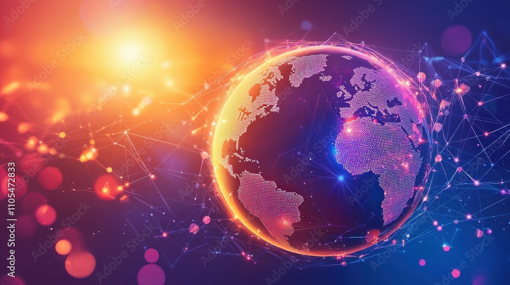 Poster data-driven global connectivity digital environment graphic visualization abstract viewpoint