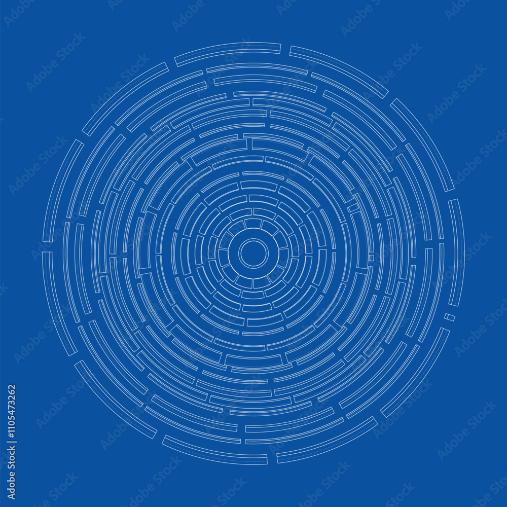 Poster 3d circular pattern. style wireframe model