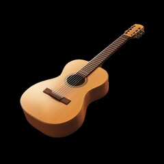 Acoustic Guitar Isolated on Black Background for Music Projects