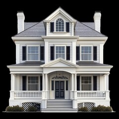 Elegant Traditional House with Porch and Large Windows in Front