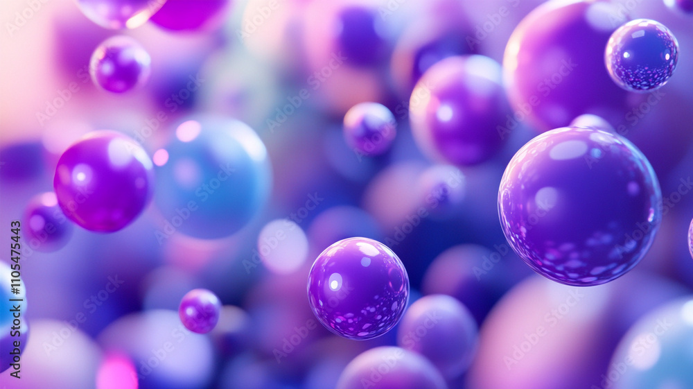 Poster colorful floating spheres create a mesmerizing abstract pattern in a vibrant atmosphere