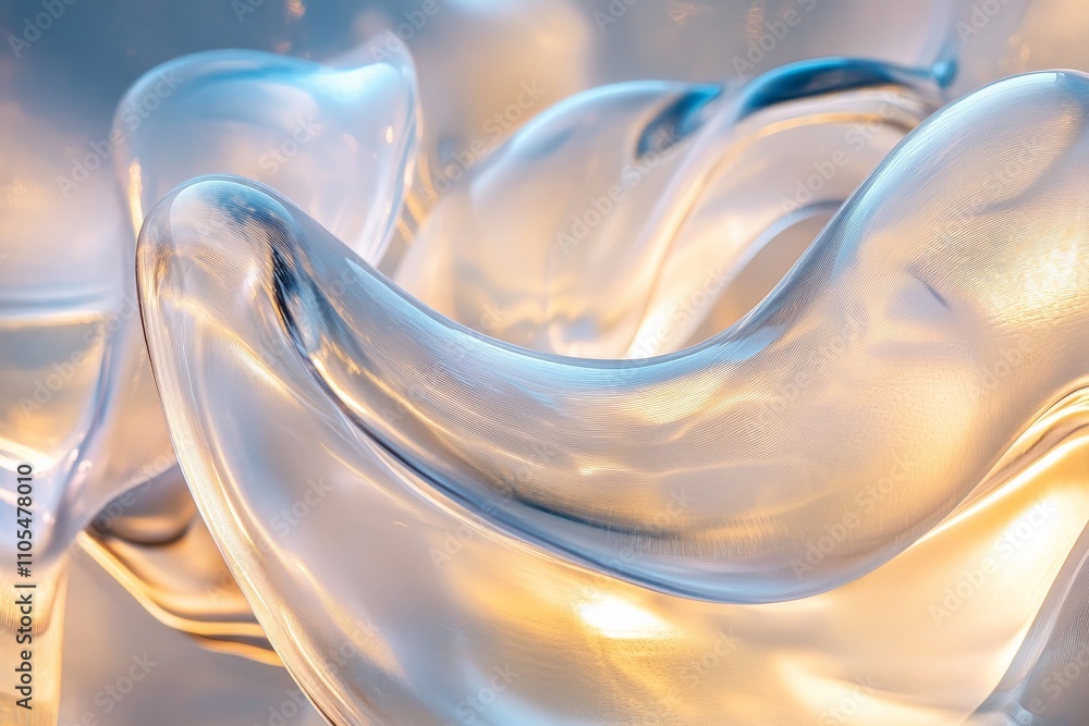 Aufkleber Artistic representation of flowing glass captures fluidity and transparency, reflecting light elegantly with a modern touch, evoking calm and serenity in observers.
