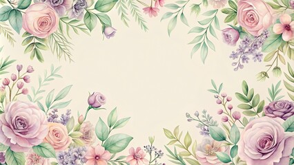 Elegant Watercolor Floral Border Design for Invitations and Announcements