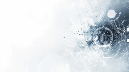 Abstract grey and white technology background with various tech elements, conveying a hi tech communication concept and innovation. Includes circle empty space for your text vector illustration.
