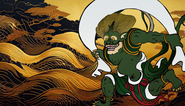 風神（背景：生成AI）	