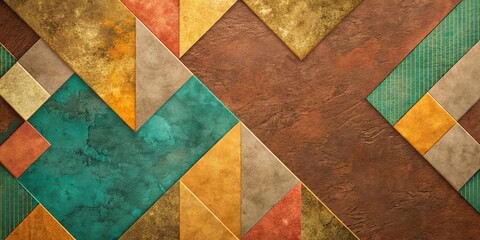 Abstract Geometric Earthy Tones Texture Background with Triangles and Squares