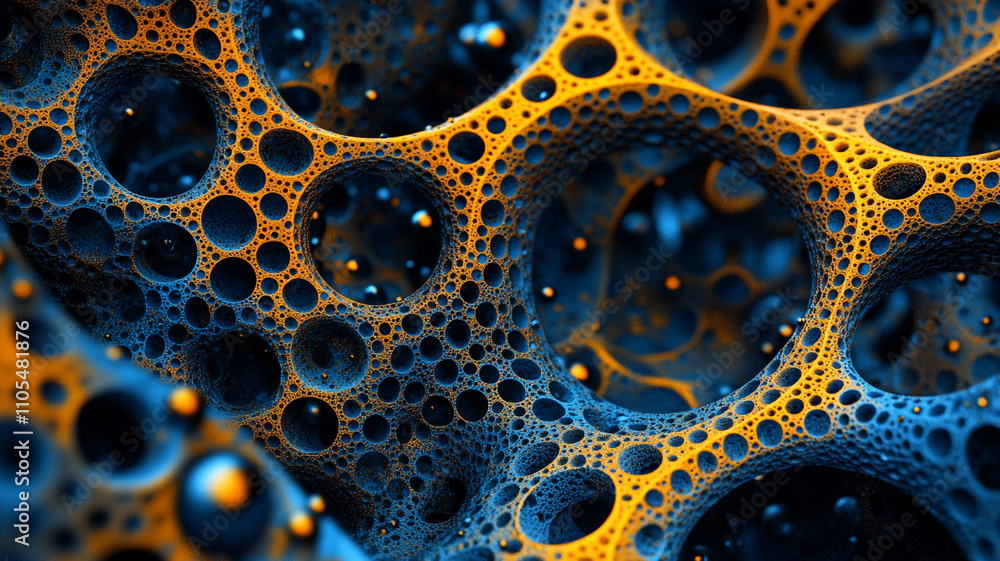 Poster colorful abstract structure showcasing intricate patterns in dark and bright contrast