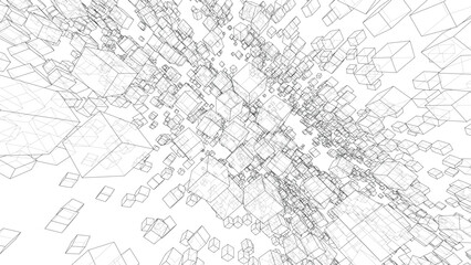 Wireframe Boxes. Sketch style