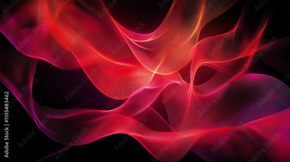 Poster vibrant abstract waves in red and orange hues create a stunning visual display