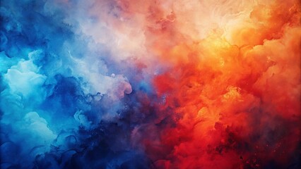 Fototapeta premium Abstract fiery and icy watercolor landscape of contrasting colors