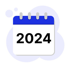 Calendar 2024 year icon, isolated on white background, vector