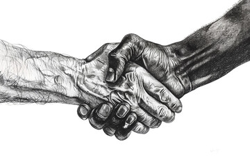 Serene Unity Pencil Drawing Depicting Togetherness Isolated on Transparent Background