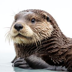 sea otter on white background