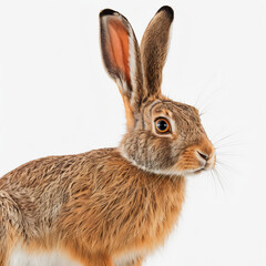 Obraz premium european hare on white background