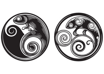 chameleon logo silhouette vector illustration, silhouette chameleon icon vector logo, chameleon vector logo, chameleon logo silhouette, Vector Chameleon Silhouette © Adobe design