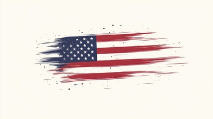 Grunge style american flag waving in the wind