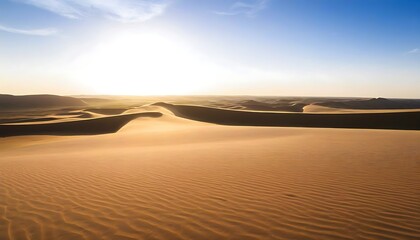 Naklejka premium Expansive view of desert dunes, beautiful moments at sunrise and sunset.