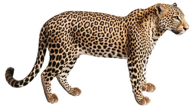 PNG Leopard walking with spotted fur