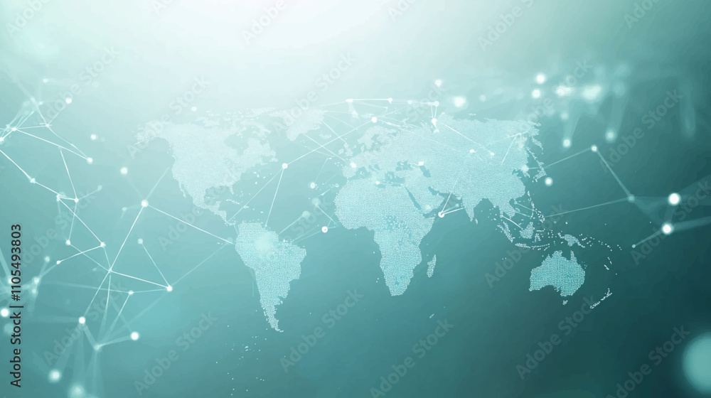 Aufkleber dynamic digital world map emphasize western europe continental for ai powered global network connect
